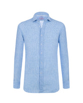 Blue linen trendy shirt.